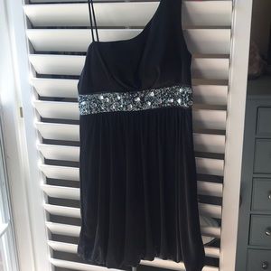Black semi formal dress, one shoulder